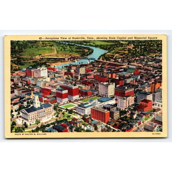 Vintage Aeroplane View of Nashville Tennessee State Capitol Postcard - Picture 1 of 2